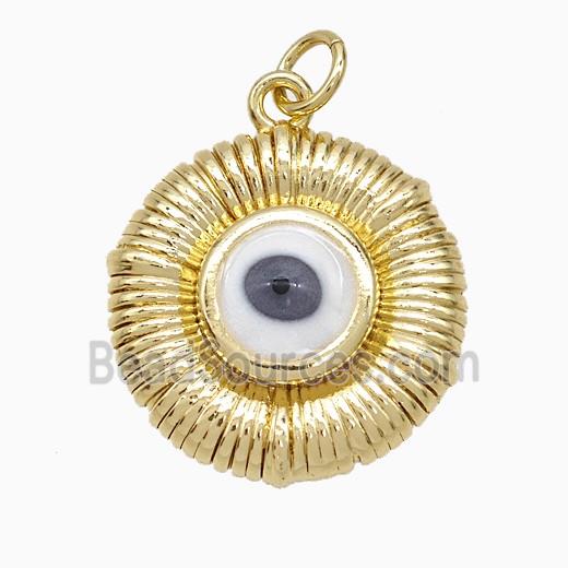 Copper Evil Eye Pendant Enamel Circle Gold Plated