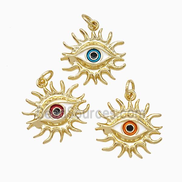 Copper Evil Eye Pendant Enamel Gold Plated Mixed