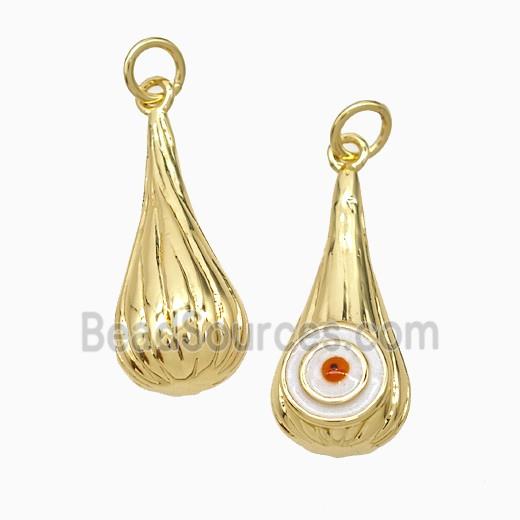 Copper Teardrop Pendant With Evil Eye Enamel Gold Plated