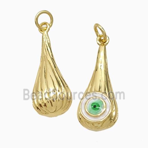 Copper Teardrop Pendant With Evil Eye Enamel Gold Plated