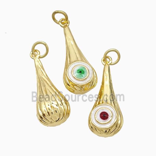 Copper Teardrop Pendant With Evil Eye Enamel Gold Plated Mixed