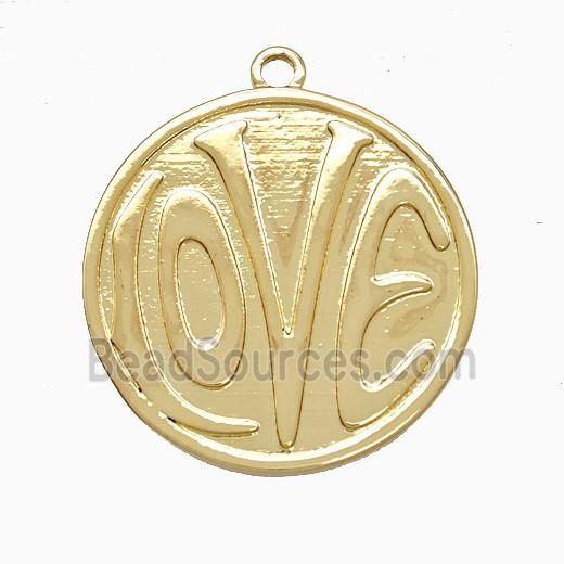 Copper LOVE Pendant Circle Gold Plated