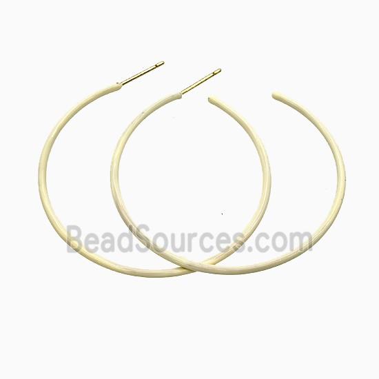 Copper Stud Earrings Khaki Lacquered Gold Plated