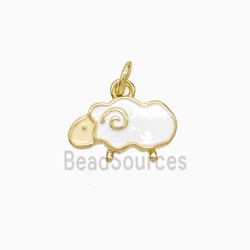 Copper Little Sheep Pendant White Enamel Gold Plated