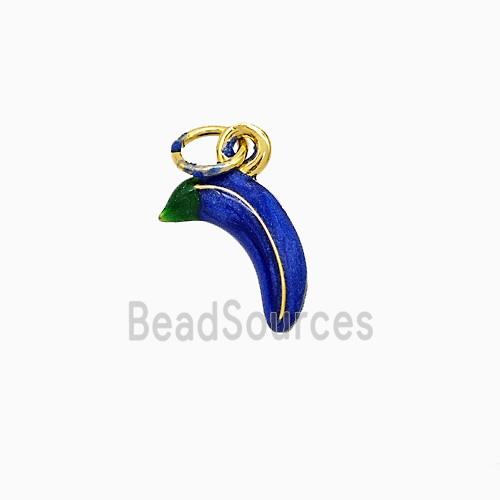 Copper Banana Pendant Blue Enamel Gold Plated