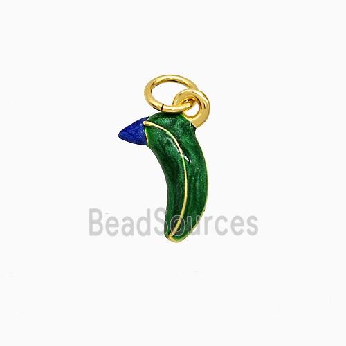 Copper Banana Pendant Green Enamel Gold Plated