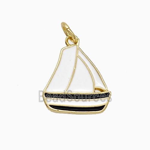 Sailboat Charms Copper Pendant White Black Enamel Gold Plated