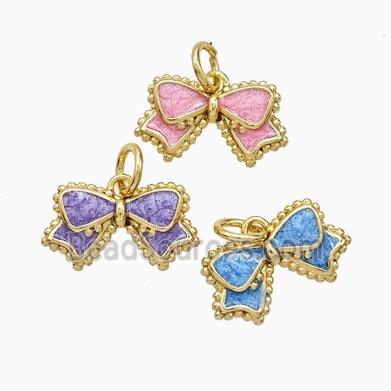 Copper Bowknot Pendant Painted Gold Plated Mixed