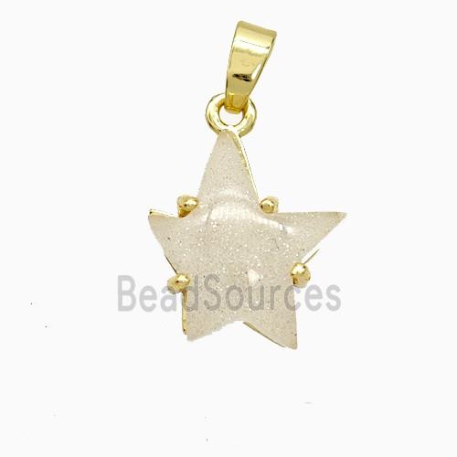 White Resin Star Pendant Copper Gold Plated