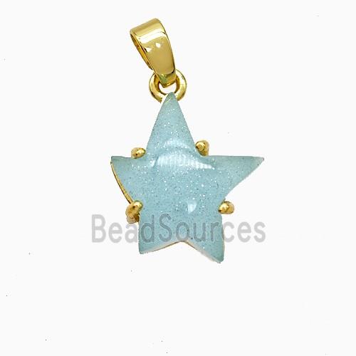 Blue Resin Star Pendant Copper Gold Plated