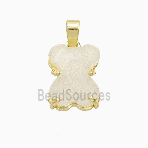 White Resin Bear Pendant Copper Gold Plated