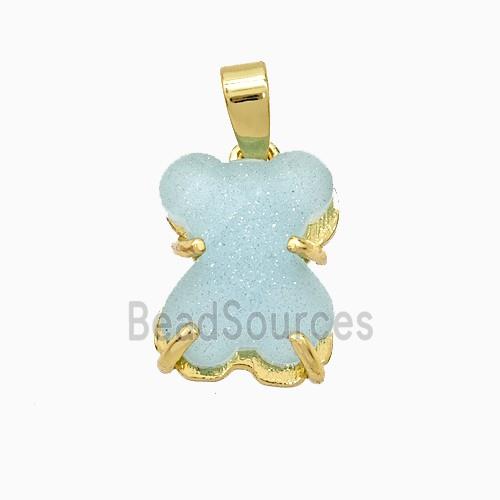 Purple Resin Bear Pendant Copper Gold Plated