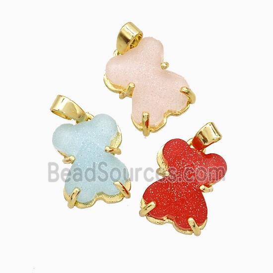 Resin Bear Pendant Copper Gold Plated Mixed