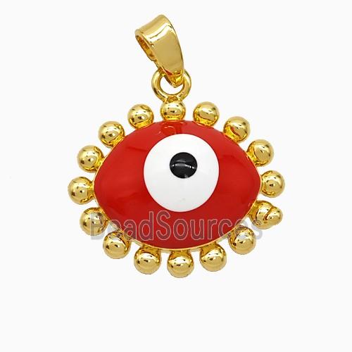 Copper Eye Pendant Red Enamel Gold Plated