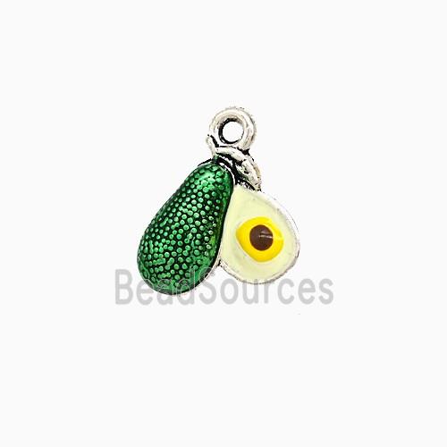Copper Pear Pendant Green Painted Platinum Plated