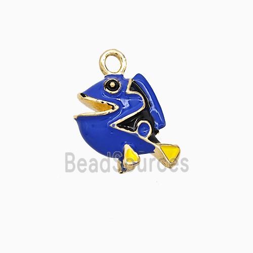 Copper Shark Pendant Blue Enamel Gold Plated
