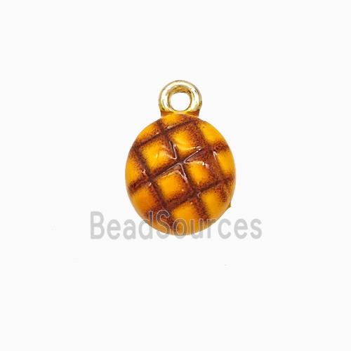 Pineapple Charms Copper Pendant Brown Enamel Gold Plated