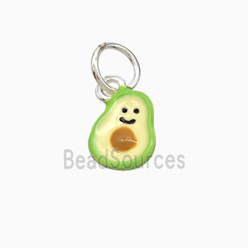 Copper Pear Pendant Green Enamel Smileface Platinum Plated