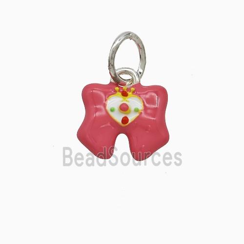 Copper Awareness Ribbons Pendant Pink Enamel Platinum Plated