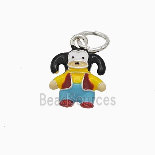 Cartoon OX Charms Copper Pendant Multicolor Enamel Platinum Plated