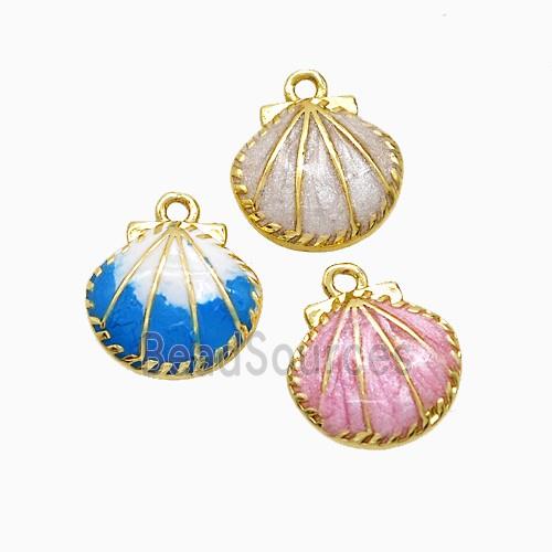 Copper Scallop Shell Pendant Painted Gold Plated Mixed