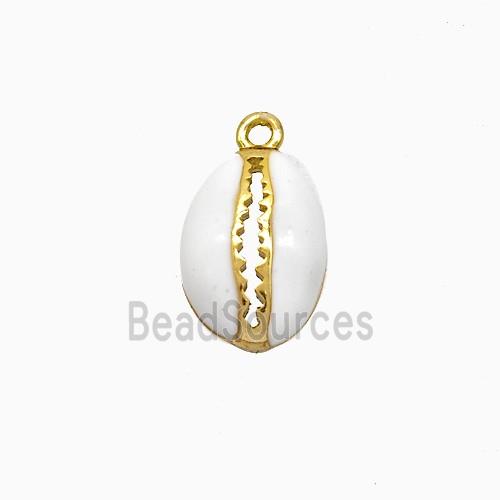 Copper Scallop Pendant White Enamel Gold Plated
