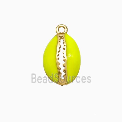 Copper Scallop Pendant Yellow Enamel Gold Plated
