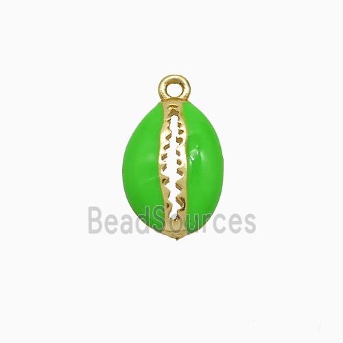 Copper Scallop Pendant Green Enamel Gold Plated