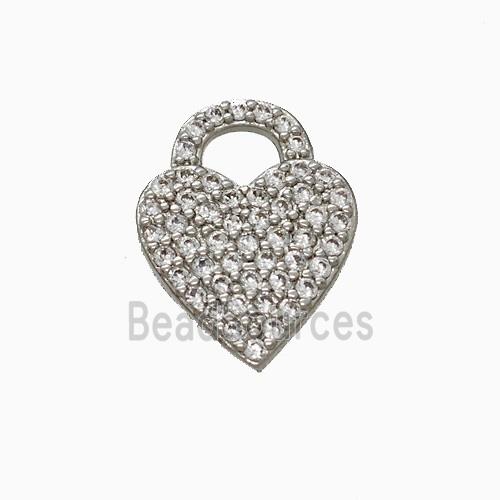 Copper Heart Pendant Pave Zirconia Platinum Plated
