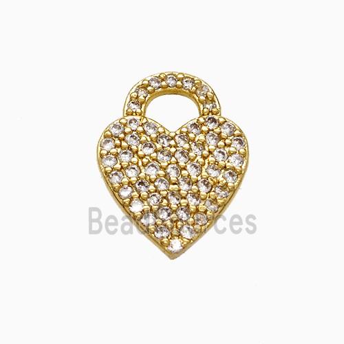 Copper Heart Pendant Pave Zirconia Gold Plated