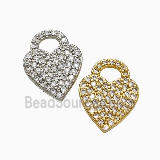 Copper Heart Pendant Pave Zirconia Mixed