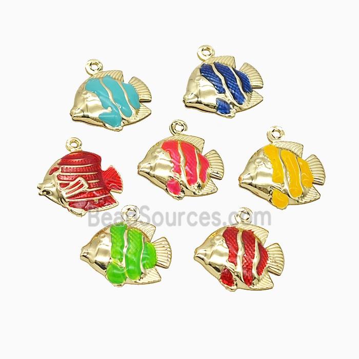 Copper Fish Pendant Painted Gold Plated Mixed