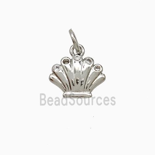 Copper Scallop Pendant Pave Zirconia Platinum Plated