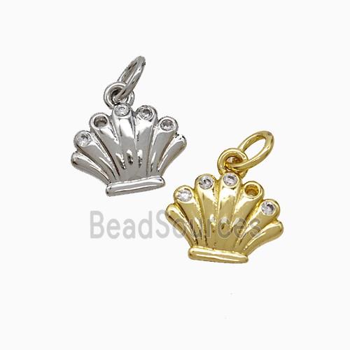 Copper Scallop Pendant Pave Zirconia Mixed