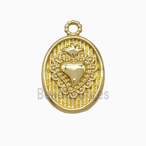 Copper Heart Pendant Oval Gold Plated