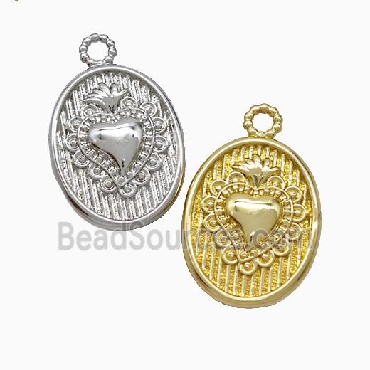 Copper Heart Pendant Oval Mixed