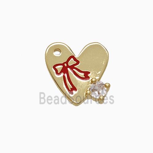 Copper Heart Pendant Red Enamel Awareness Ribbons Gold Plated