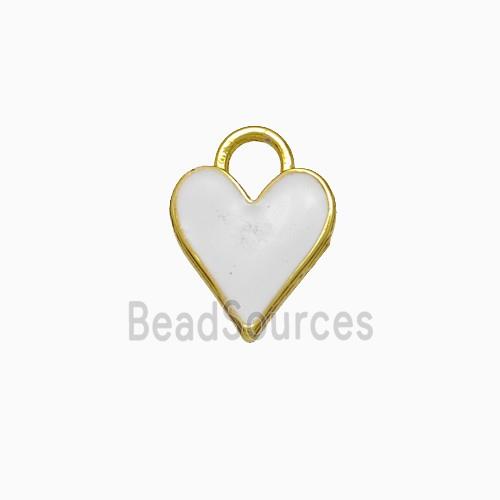 Copper Heart Pendant White Enamel Gold Plated