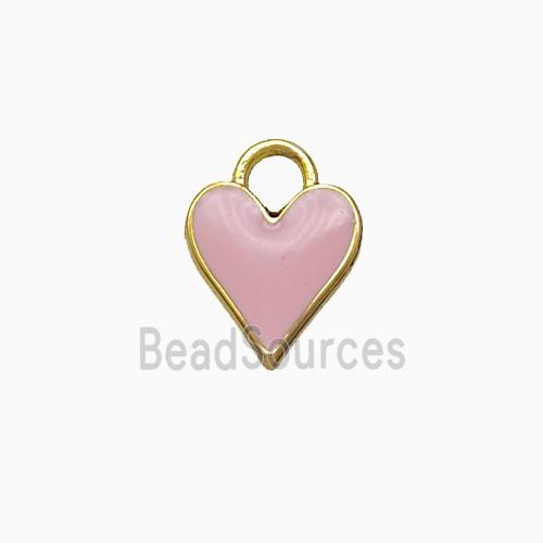 Copper Heart Pendant Pink Enamel Gold Plated