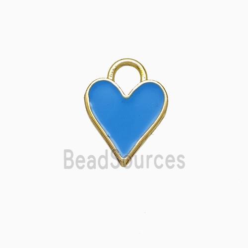 Copper Heart Pendant Skyblue Enamel Gold Plated