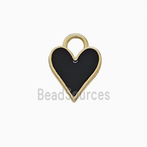 Copper Heart Pendant Black Enamel Gold Plated