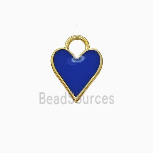 Copper Heart Pendant Royalblue Enamel Gold Plated