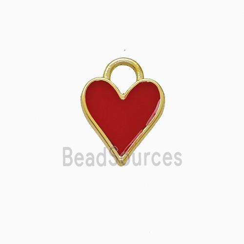 Copper Heart Pendant Red Enamel Gold Plated