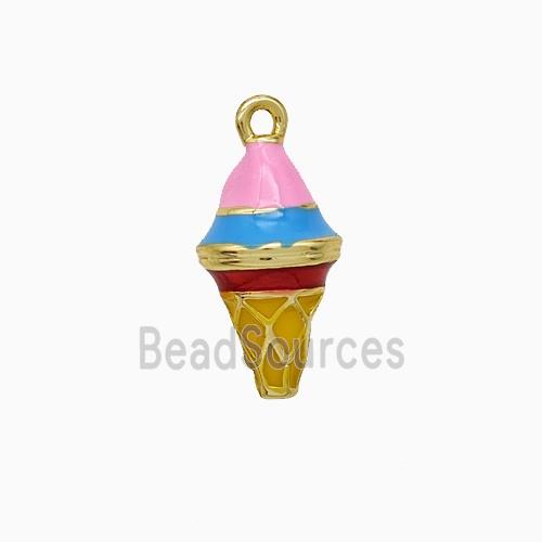 Ice Cream Charms Copper Pendant Multicolor Enamel Gold Plated