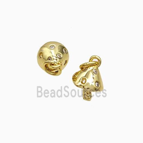 Copper Mushroom Pendant Pave Zirconia Gold Plated