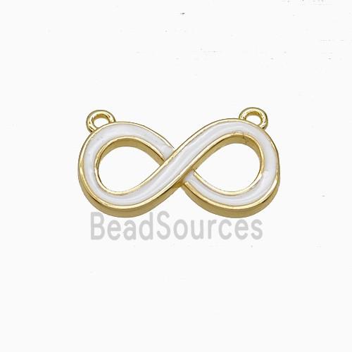 Copper Infinity Pendant White Enamel 2loops Gold Plated
