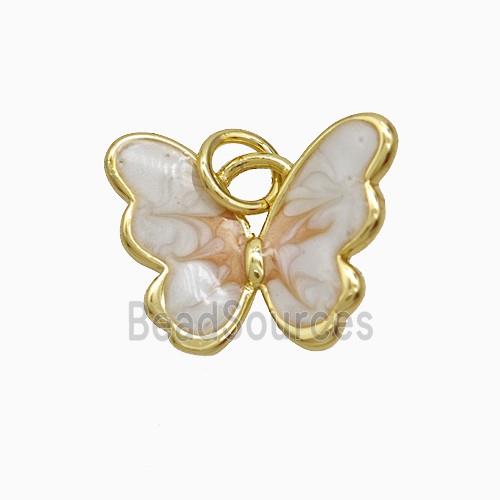 Copper Butterfly Pendant White Painted Gold Plated