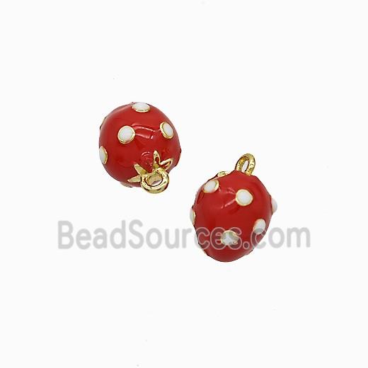 Copper Strawberry Pendant Red Enamel Gold Plated