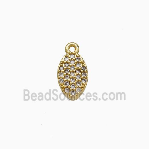Copper Oval Pendant Pave Zirconia Gold Plated