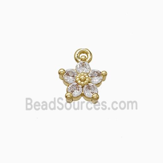 Copper Flower Pendant Pave Zirconia Gold Plated